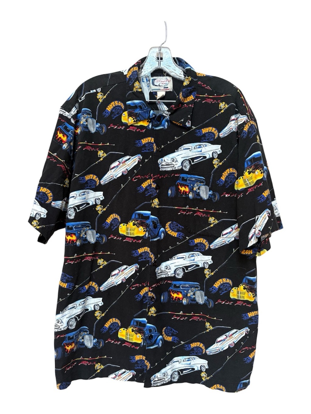 Vintage Bluewater Wear XL Hot Rod Hawaiian Shirt Rockabilly Aloha Rayon